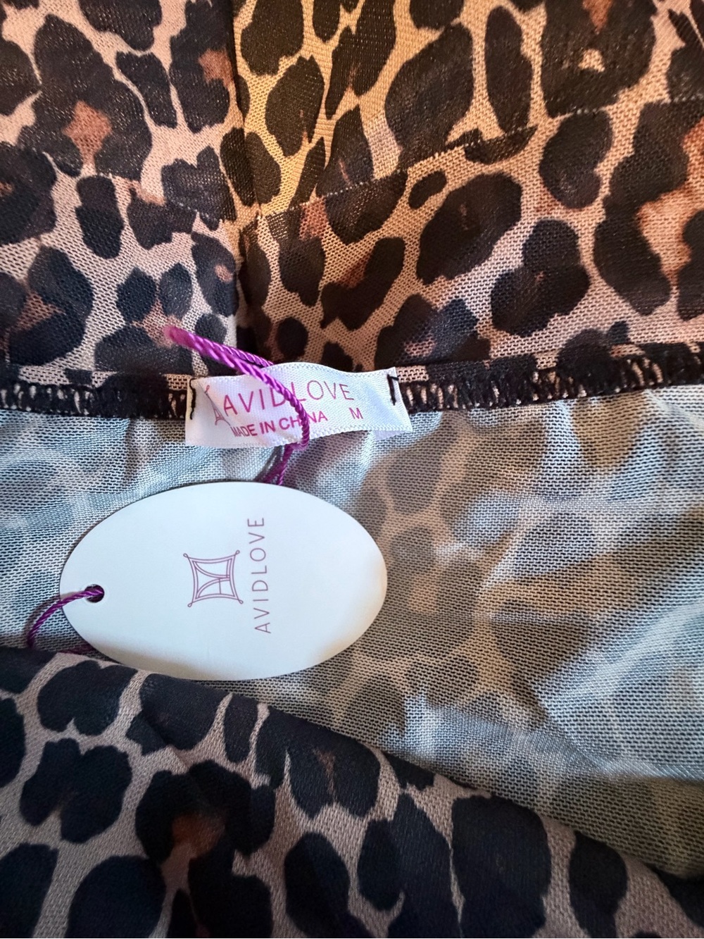 NWT Avidlove Mesh Ruched Bodycon Lingerie Mini Dress in leopard print. - Picture 9 of 10